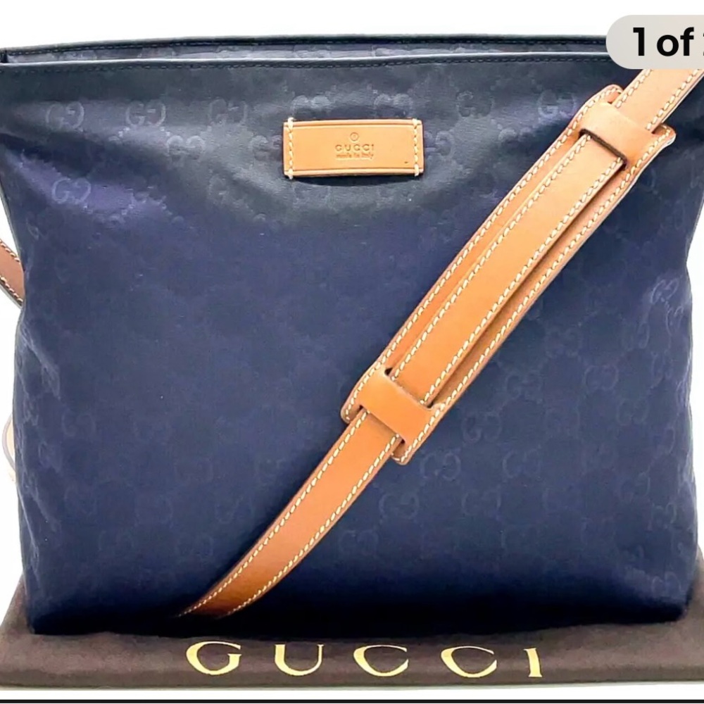 Authentic Gucci Navy Blue GG Interlocking Crossbody.